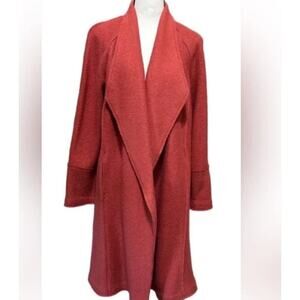 Tahari Sweater Knit Duster Long Coat Wool Blend Womens Size Small Open Front